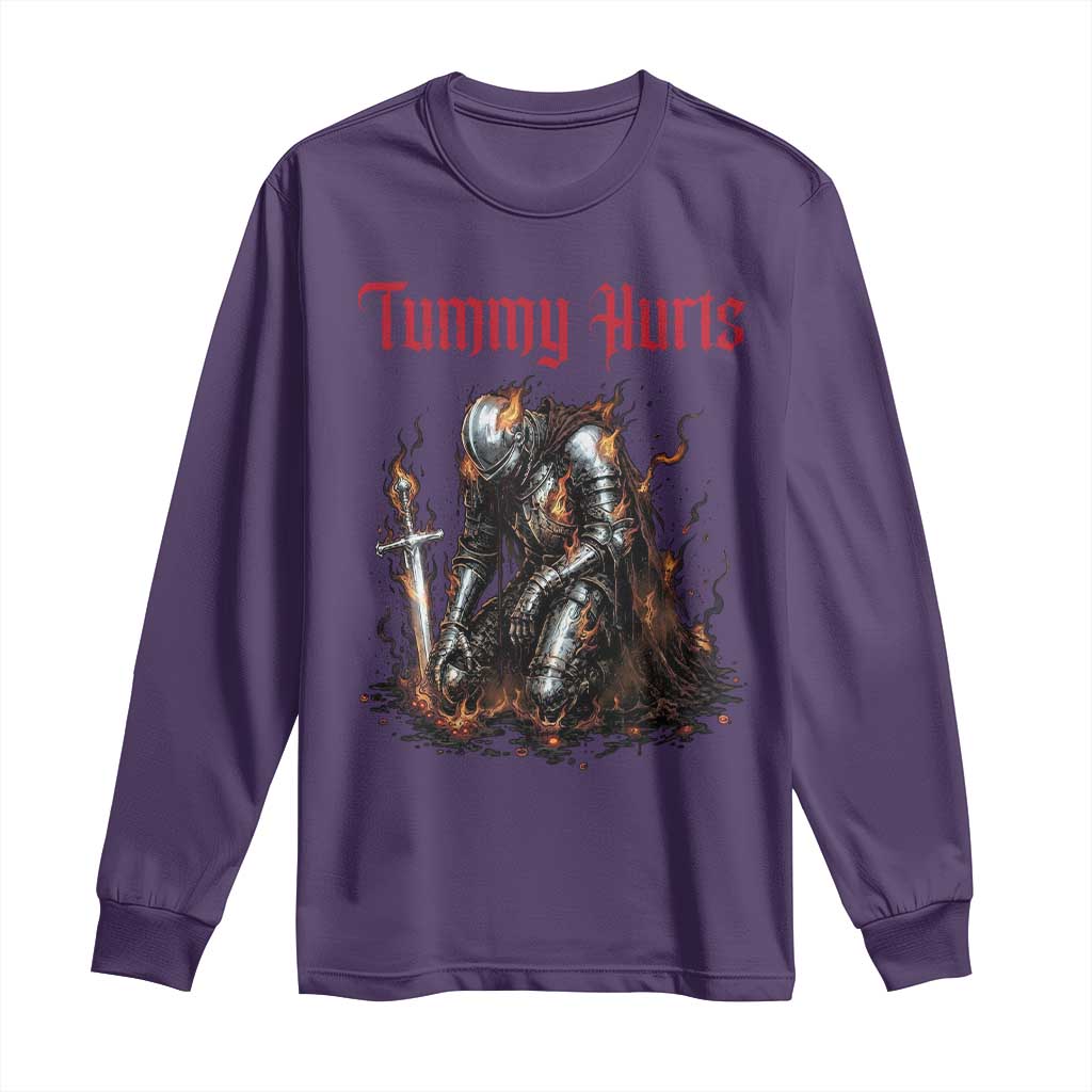 Tummy Hurts Long Sleeve Shirt Funny Medieval Knight Dark Humor TS14 Purple Print Your Wear