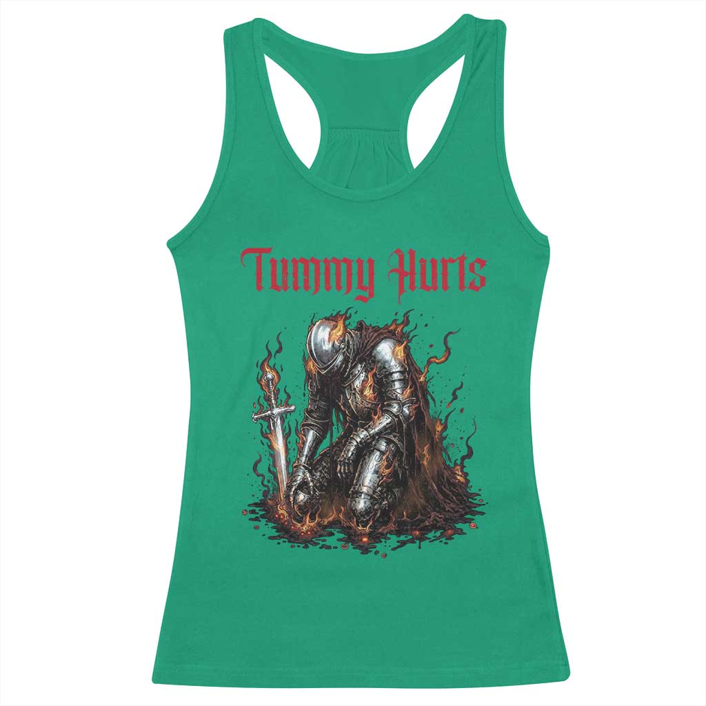 Tummy Hurts Racerback Tank Top Funny Medieval Knight Dark Humor TS14 Irish Green Print Your Wear