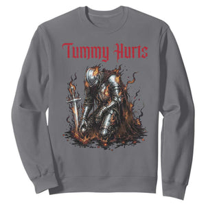 Tummy Hurts Sweatshirt Funny Medieval Knight Dark Humor TS14 Charcoal Print Your Wear