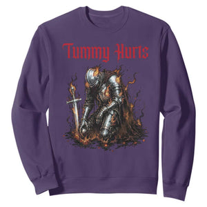 Tummy Hurts Sweatshirt Funny Medieval Knight Dark Humor TS14 Purple Print Your Wear