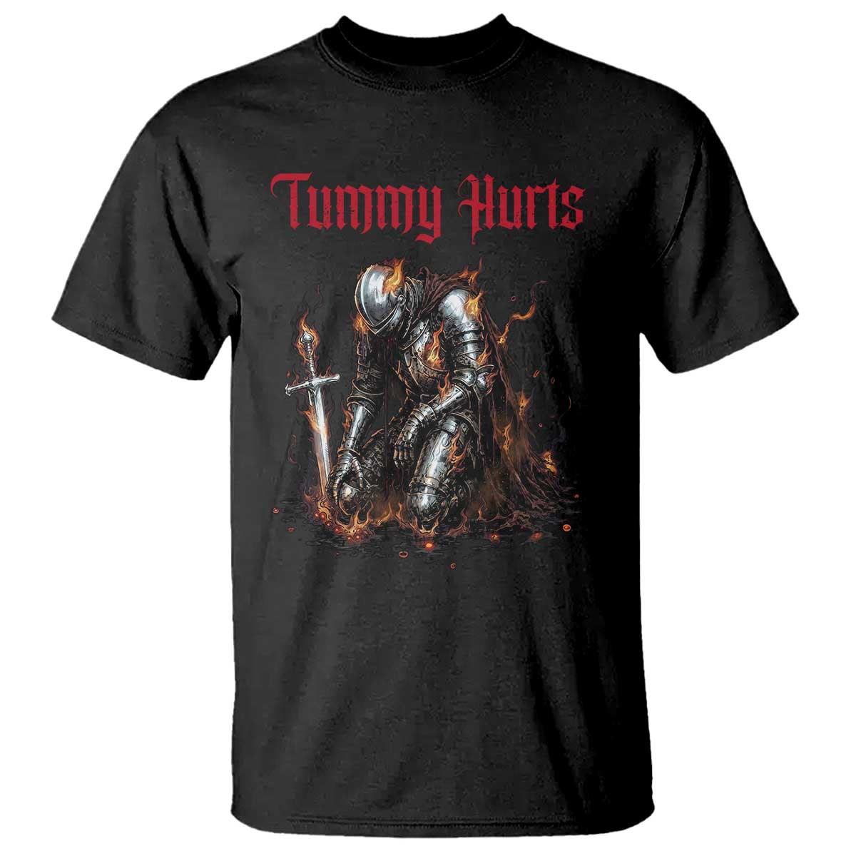 Tummy Hurts T Shirt Funny Medieval Knight Dark Humor TS14 Black Print Your Wear