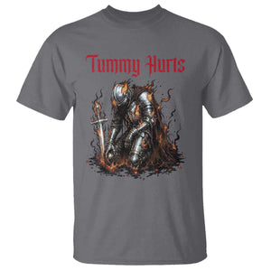 Tummy Hurts T Shirt Funny Medieval Knight Dark Humor TS14 Charcoal Print Your Wear