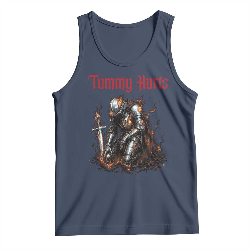 Tummy Hurts Tank Top Funny Medieval Knight Dark Humor TS14 Navy Print Your Wear