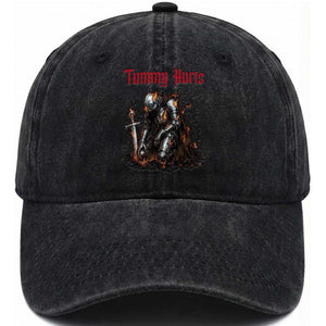 Tummy Hurts Washed Cotton Baseball Cap Funny Medieval Knight Dark Humor TS14 Print Your Wear
