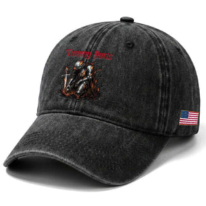 Tummy Hurts Washed Cotton Baseball Cap Funny Medieval Knight Dark Humor TS14 Print Your Wear