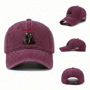 Tummy Hurts Washed Cotton Baseball Cap Funny Medieval Knight Dark Humor TS14 Washed Cap Universal Fit Burgundy Print Your Wear