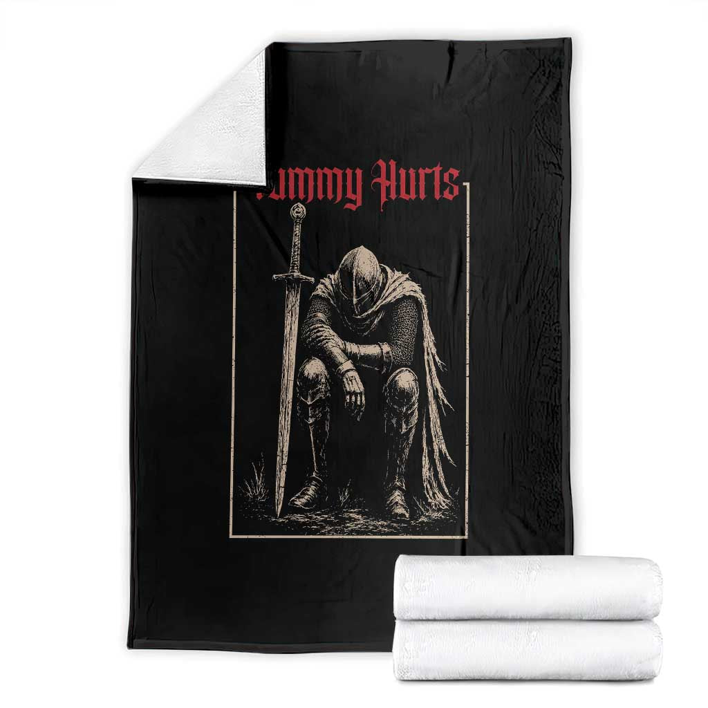 Tummy Hurts Throw Blanket Funny Medieval Knight Dark Meme TS14 Black Print Your Wear