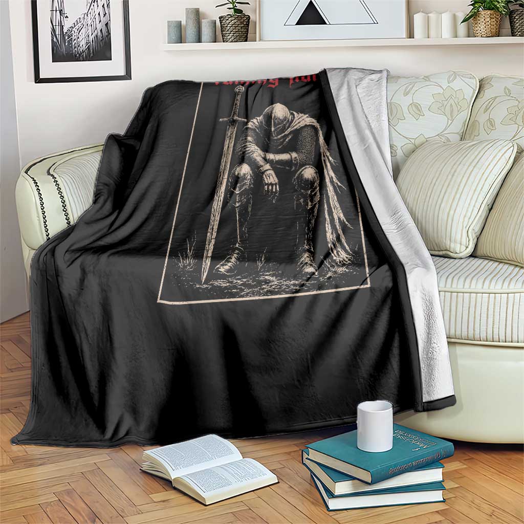 Tummy Hurts Throw Blanket Funny Medieval Knight Dark Meme TS14 Print Your Wear