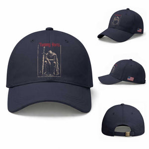 Tummy Hurts Baseball Cap Funny Medieval Knight Dark Meme TS14 Baseball Cap Universal Fit Navy Print Your Wear