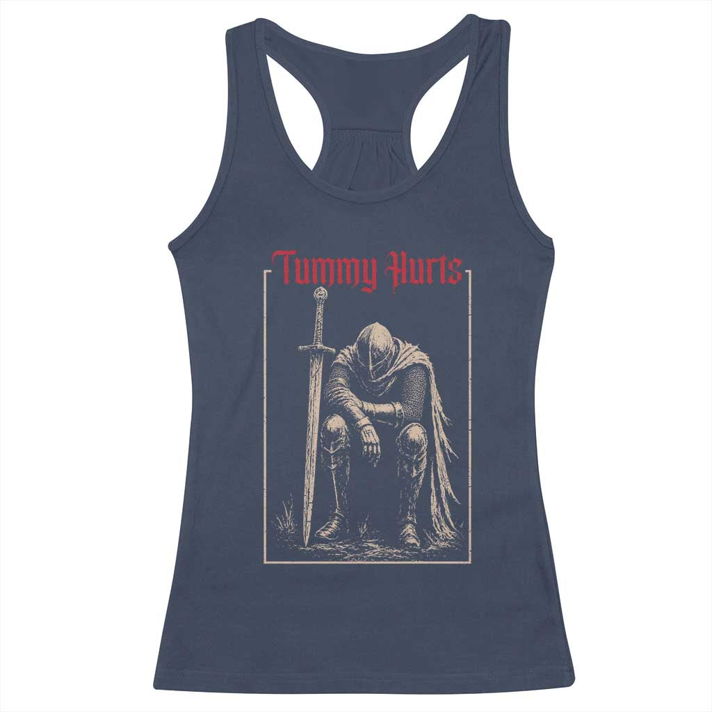 Tummy Hurts Racerback Tank Top Funny Medieval Knight Dark Meme TS14 Navy Print Your Wear