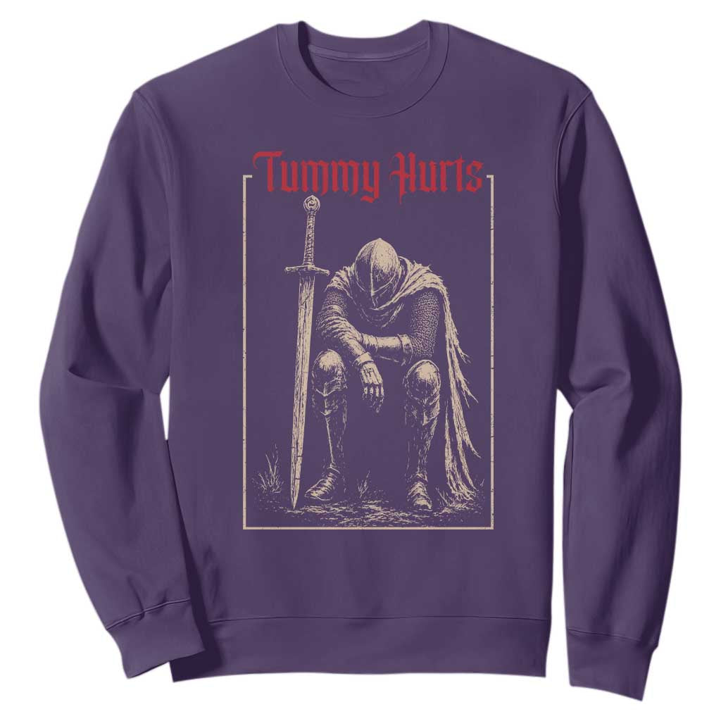 Tummy Hurts Sweatshirt Funny Medieval Knight Dark Meme TS14 Purple Print Your Wear