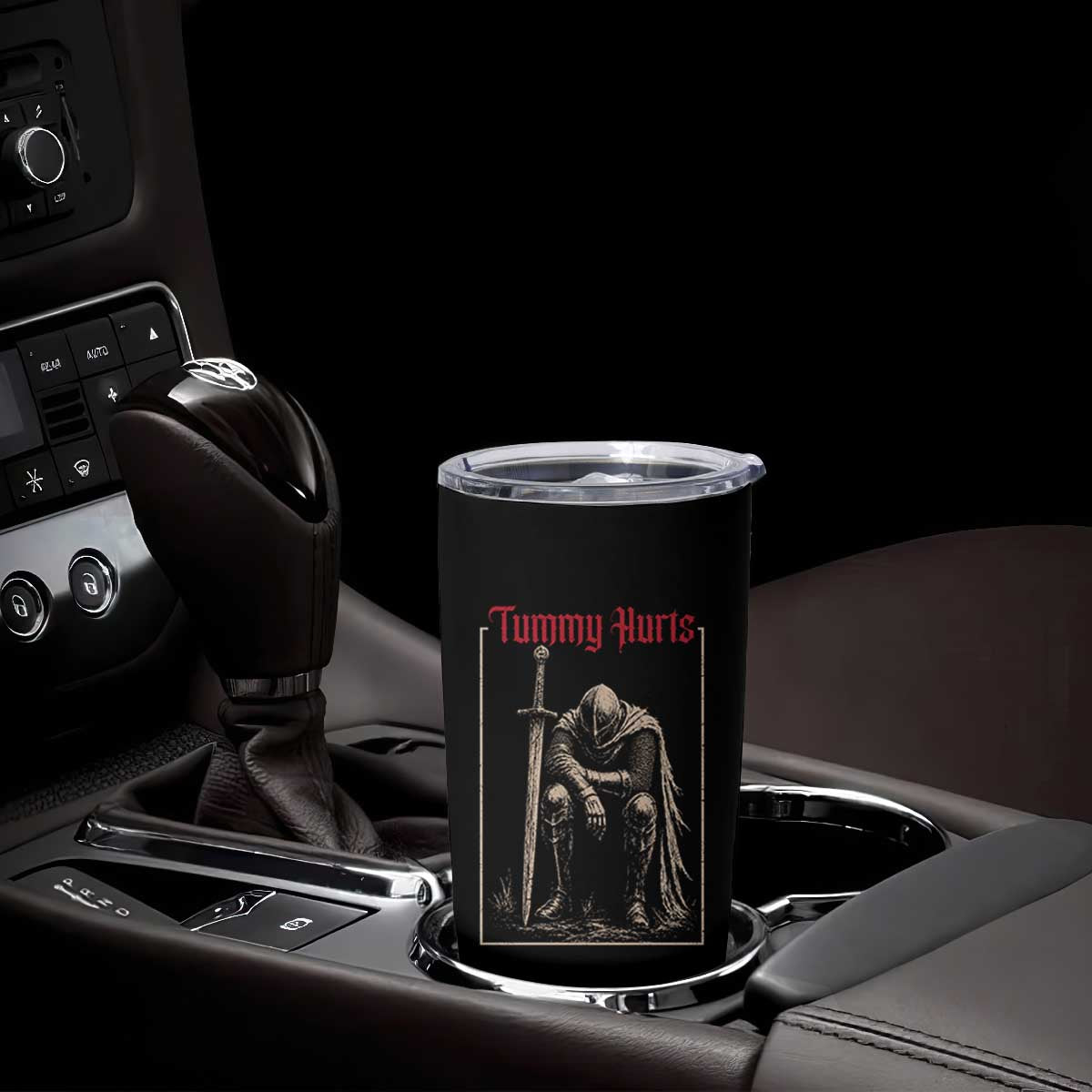 Tummy Hurts Tumbler Cup Funny Medieval Knight Dark Meme TS14 Print Your Wear