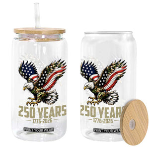 250 Years America Anniversary Glass Can Military Eagle American Flag Camo TS14 Print Your Wear