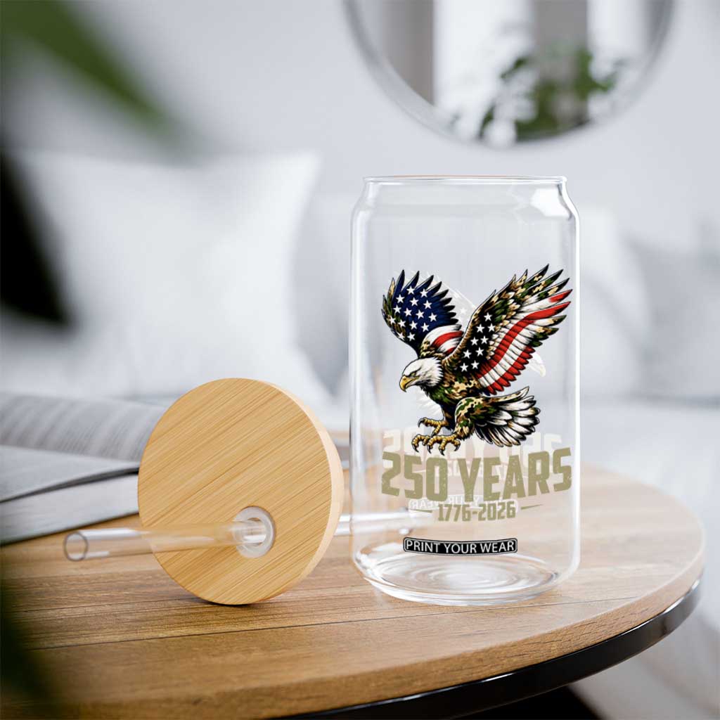 250 Years America Anniversary Glass Can Military Eagle American Flag Camo TS14 Print Your Wear