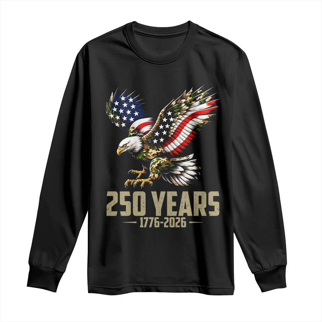250 Years America Anniversary Long Sleeve Shirt Military Eagle American Flag Camo TS14 Black Print Your Wear
