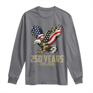 250 Years America Anniversary Long Sleeve Shirt Military Eagle American Flag Camo TS14 Charcoal Print Your Wear