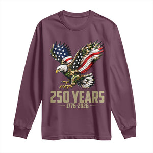 250 Years America Anniversary Long Sleeve Shirt Military Eagle American Flag Camo TS14 Maroon Print Your Wear