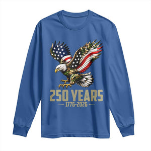 250 Years America Anniversary Long Sleeve Shirt Military Eagle American Flag Camo TS14 Royal Blue Print Your Wear