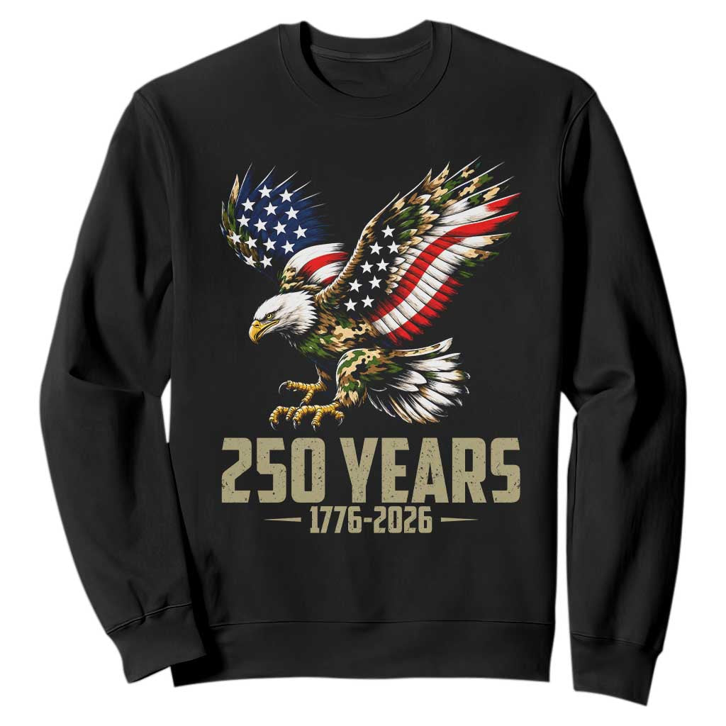 250 Years America Anniversary Sweatshirt Military Eagle American Flag Camo TS14 Black Print Your Wear