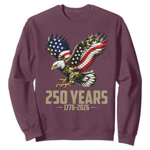 250 Years America Anniversary Sweatshirt Military Eagle American Flag Camo TS14 Maroon Print Your Wear