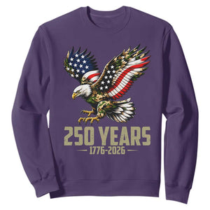250 Years America Anniversary Sweatshirt Military Eagle American Flag Camo TS14 Purple Print Your Wear