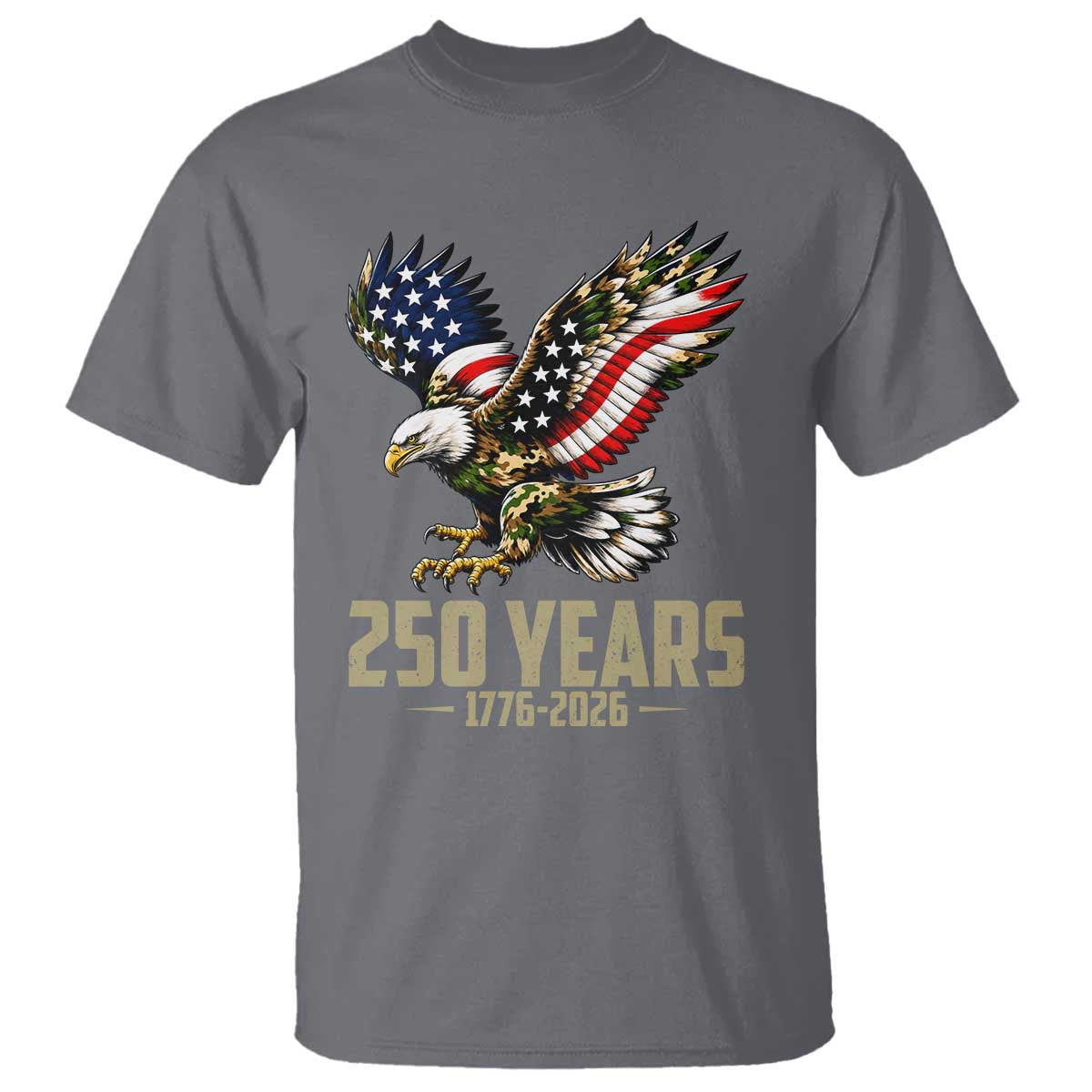 250 Years America Anniversary T Shirt Military Eagle American Flag Camo TS14 Charcoal Print Your Wear