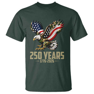 250 Years America Anniversary T Shirt Military Eagle American Flag Camo TS14 Dark Forest Green Print Your Wear