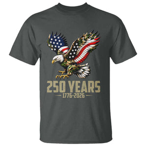 250 Years America Anniversary T Shirt Military Eagle American Flag Camo TS14 Dark Heather Print Your Wear