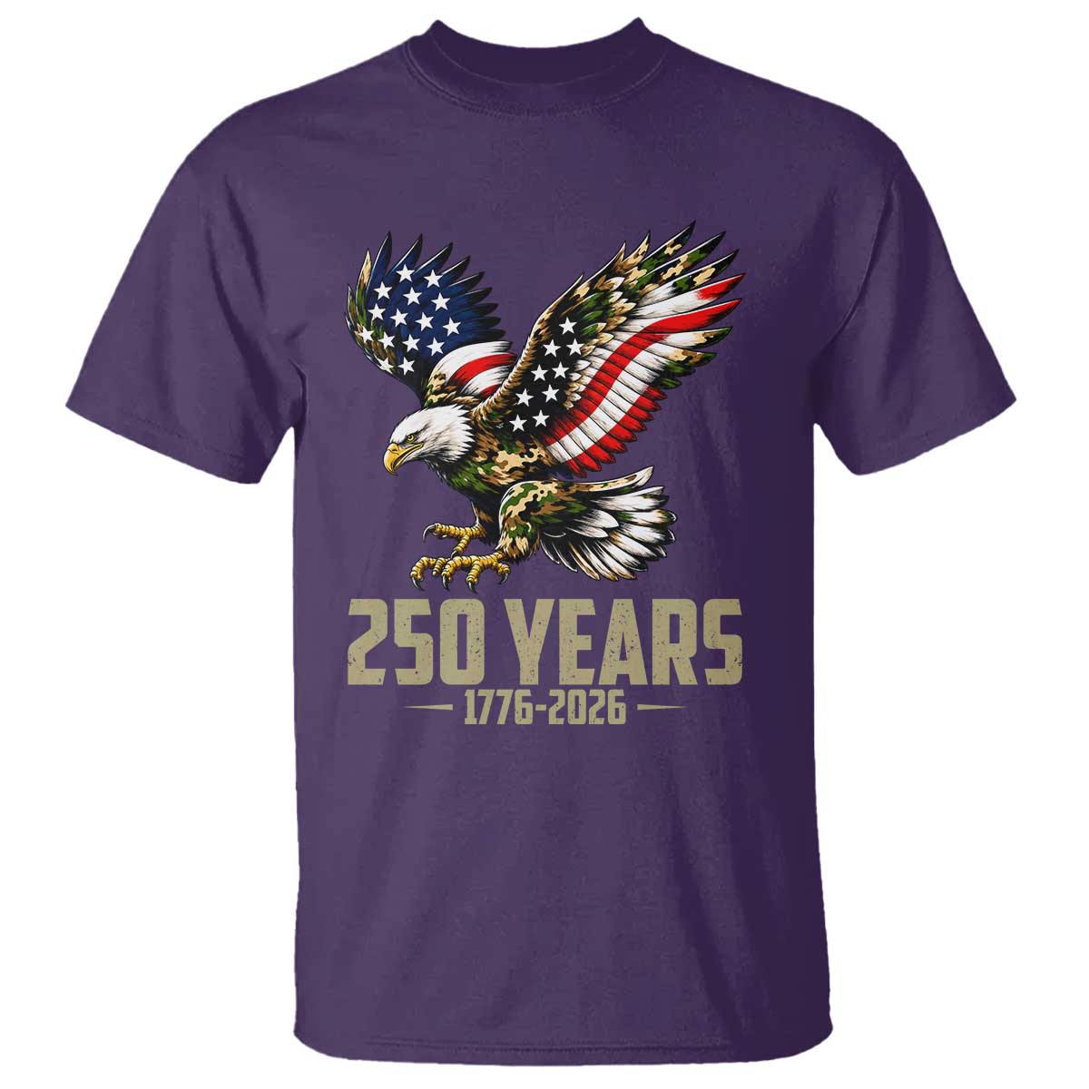 250 Years America Anniversary T Shirt Military Eagle American Flag Camo TS14 Purple Print Your Wear