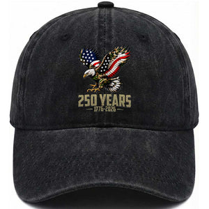 250 Years America Anniversary Washed Cotton Baseball Cap Military Eagle American Flag Camo TS14 Print Your Wear