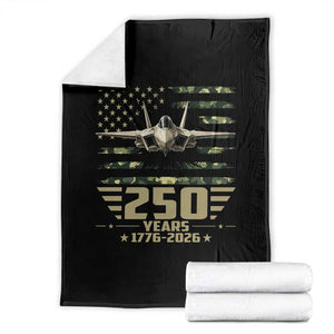 250 Years Anniversary Throw Blanket Patriotic Jet Fighter US Flag Camo TS14 Black Print Your Wear