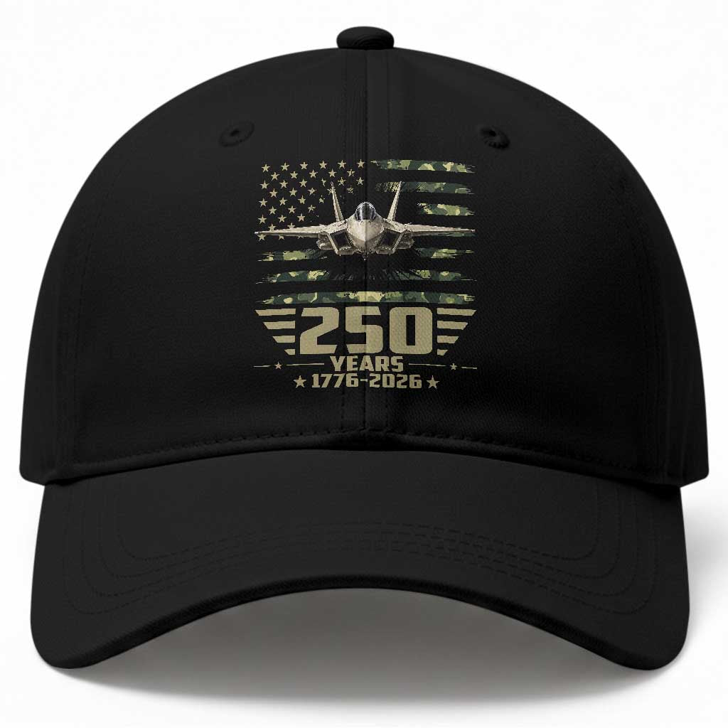 250 Years Anniversary Baseball Cap Patriotic Jet Fighter US Flag Camo TS14 Print Your Wear