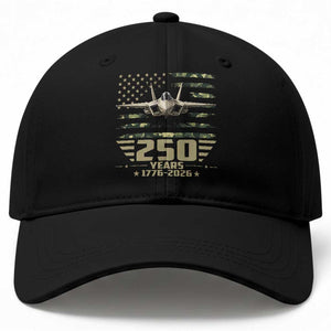 250 Years Anniversary Baseball Cap Patriotic Jet Fighter US Flag Camo TS14 Print Your Wear