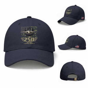 250 Years Anniversary Baseball Cap Patriotic Jet Fighter US Flag Camo TS14 Baseball Cap Universal Fit Navy Print Your Wear