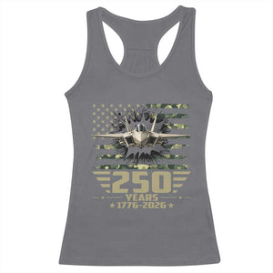 250 Years Anniversary Racerback Tank Top Patriotic Jet Fighter US Flag Camo TS14 Charcoal Print Your Wear