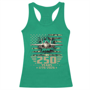 250 Years Anniversary Racerback Tank Top Patriotic Jet Fighter US Flag Camo TS14 Irish Green Print Your Wear