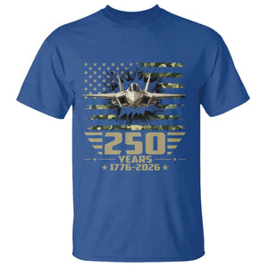 250 Years Anniversary T Shirt Patriotic Jet Fighter US Flag Camo TS14 Royal Blue Print Your Wear