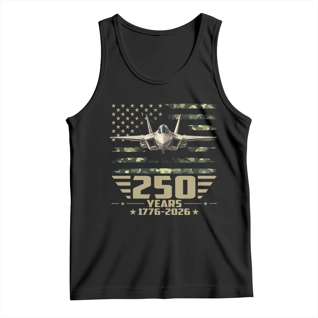 250 Years Anniversary Tank Top Patriotic Jet Fighter US Flag Camo TS14 Black Print Your Wear