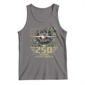 250 Years Anniversary Tank Top Patriotic Jet Fighter US Flag Camo TS14 Deep Heather Print Your Wear