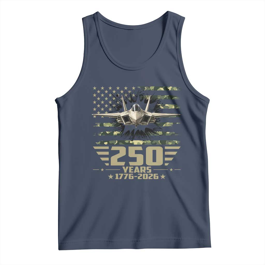 250 Years Anniversary Tank Top Patriotic Jet Fighter US Flag Camo TS14 Navy Print Your Wear