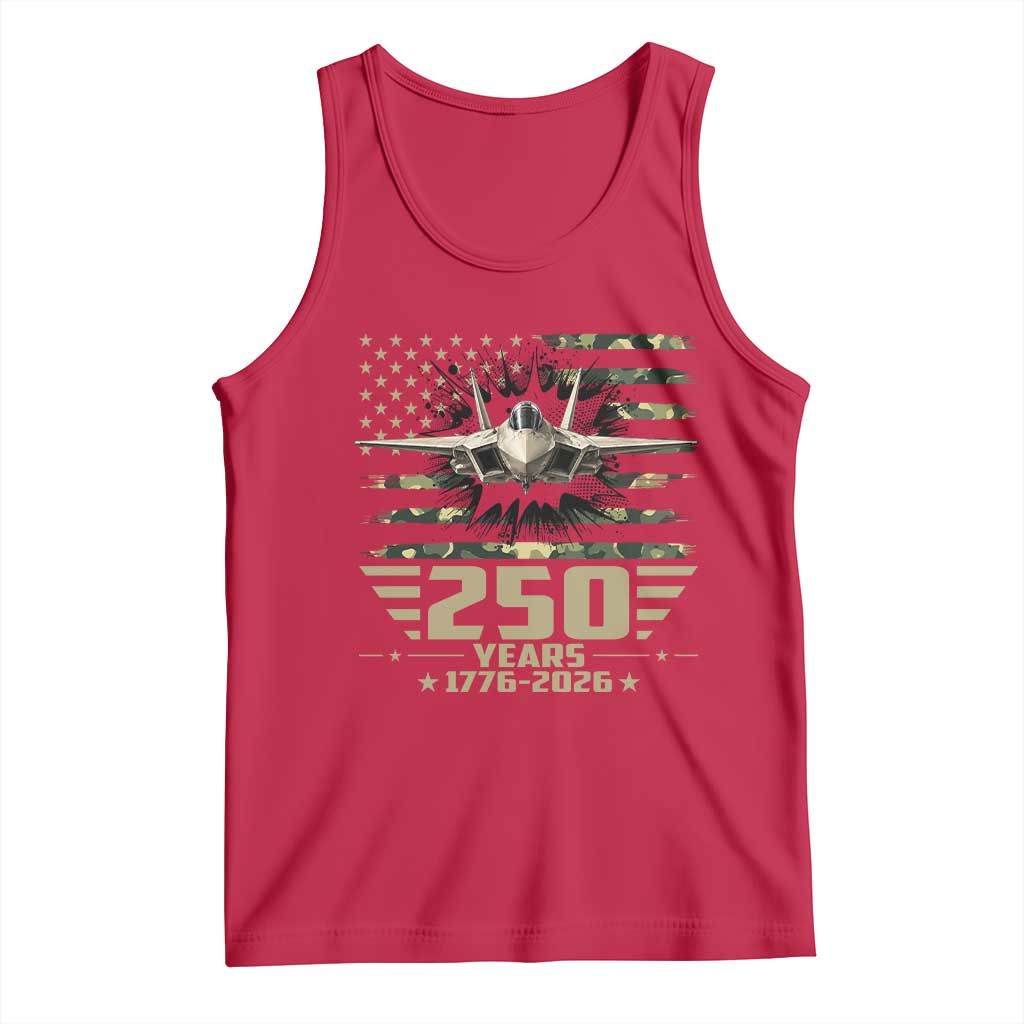 250 Years Anniversary Tank Top Patriotic Jet Fighter US Flag Camo TS14 Red Print Your Wear