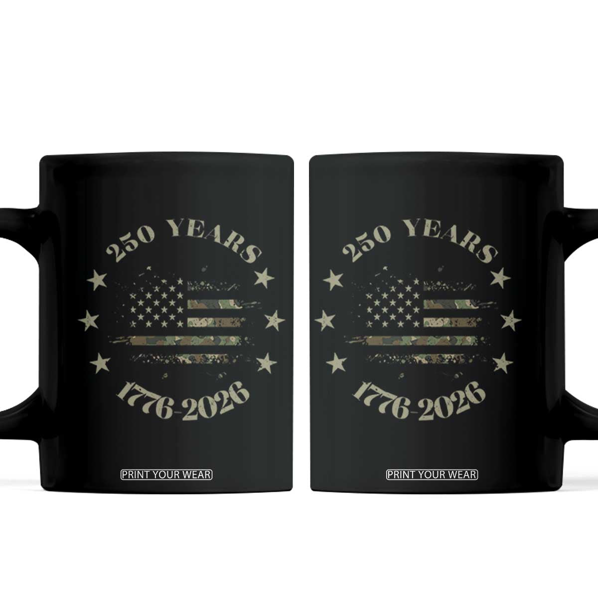 250 Years Anniversary Coffee Mug Camo American Flag Independence Day TS14 Black Print Your Wear