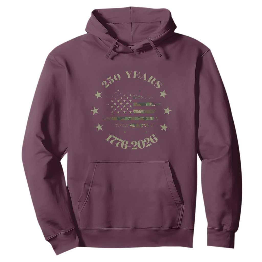 250 Years Anniversary Hoodie Camo American Flag Independence Day TS14 Maroon Print Your Wear