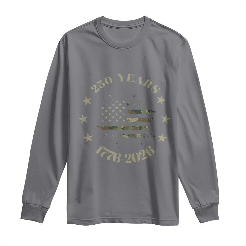 250 Years Anniversary Long Sleeve Shirt Camo American Flag Independence Day TS14 Charcoal Print Your Wear