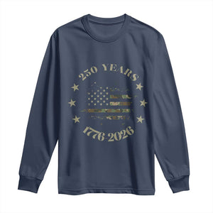 250 Years Anniversary Long Sleeve Shirt Camo American Flag Independence Day TS14 Navy Print Your Wear