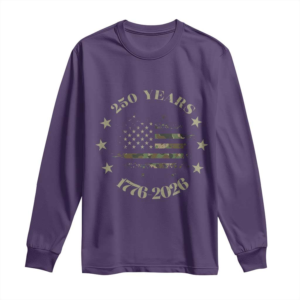 250 Years Anniversary Long Sleeve Shirt Camo American Flag Independence Day TS14 Purple Print Your Wear