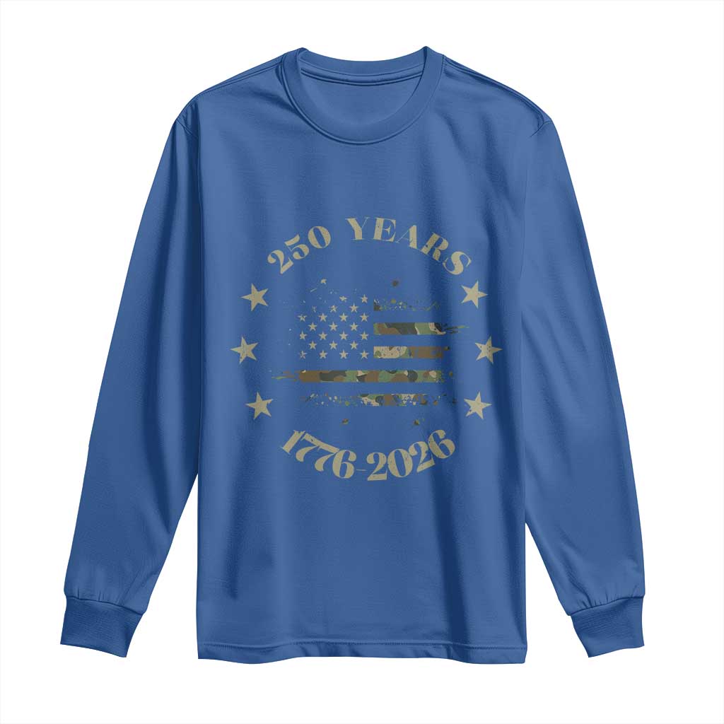 250 Years Anniversary Long Sleeve Shirt Camo American Flag Independence Day TS14 Royal Blue Print Your Wear