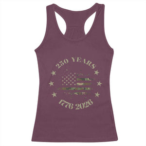 250 Years Anniversary Racerback Tank Top Camo American Flag Independence Day TS14 Maroon Print Your Wear