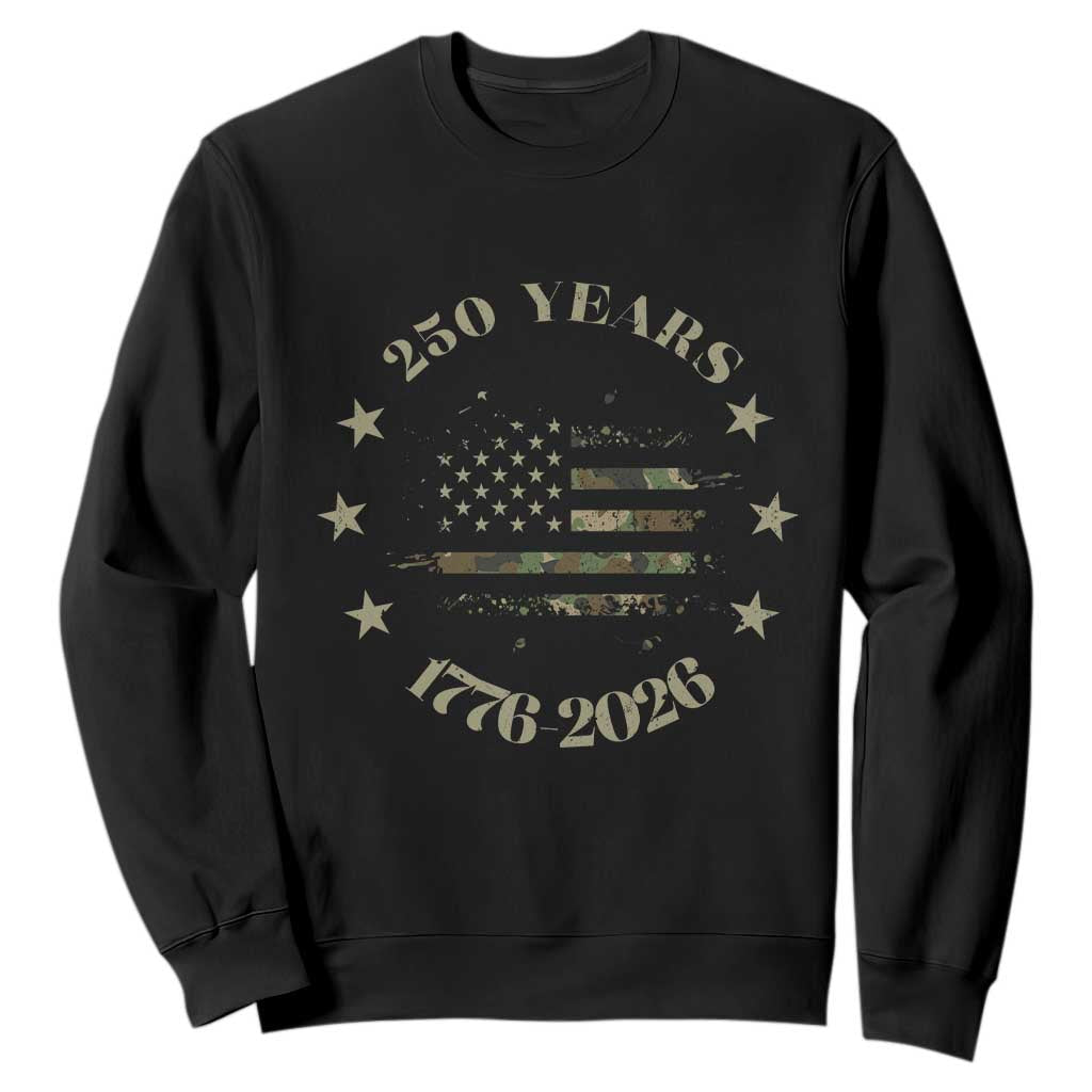 250 Years Anniversary Sweatshirt Camo American Flag Independence Day TS14 Black Print Your Wear
