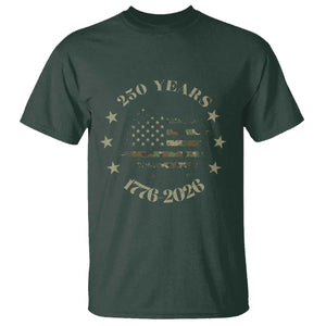 250 Years Anniversary T Shirt Camo American Flag Independence Day TS14 Dark Forest Green Print Your Wear